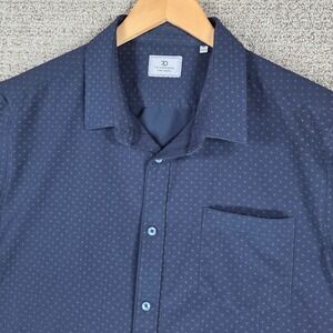 7‎ Diamonds Mens XXL Blue 4 Way Stretch Short Sleeve Button Up Shirt Geometric